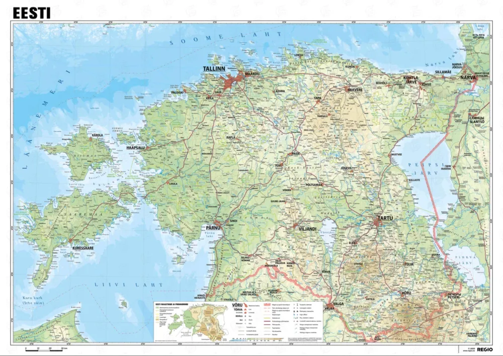 Mapa Estonska. Zdroj: https://www.reddit.com/r/MapPorn/